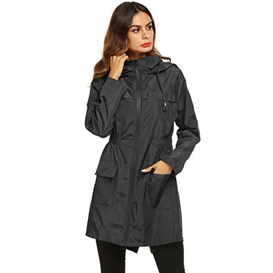 Lomon Women Waterproof Lightweight Rain Jacket Active Outdoor Hooded Raincoat