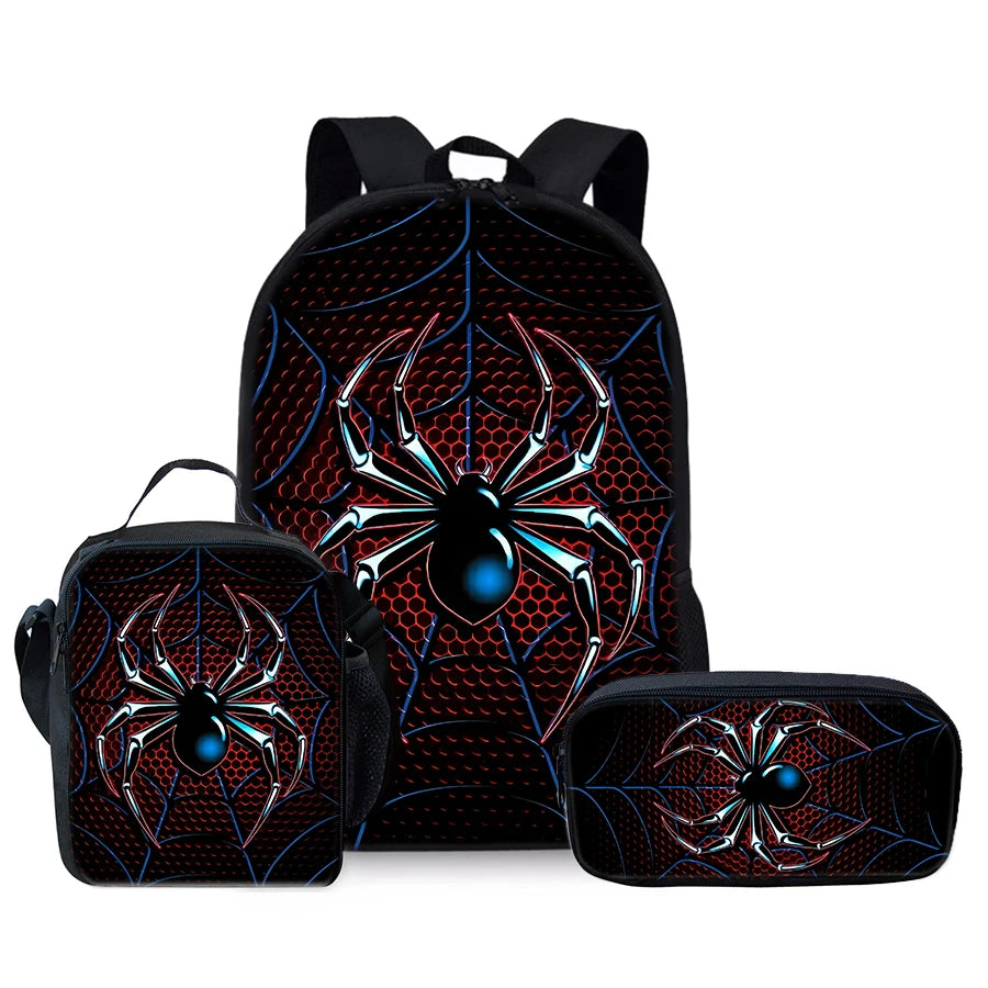 Spider Pattern Three Piece Set Backpacks For Boy And Girls Best Gifts 3D Cartoon School Backpack For Children