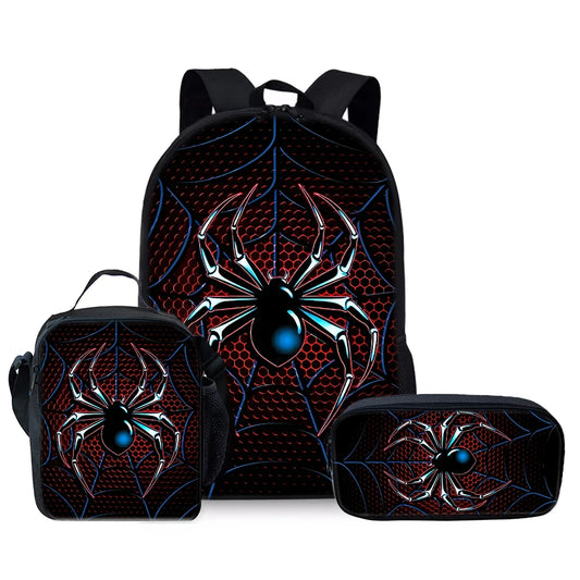 Spider Pattern Three Piece Set Backpacks For Boy And Girls Best Gifts 3D Cartoon School Backpack For Children