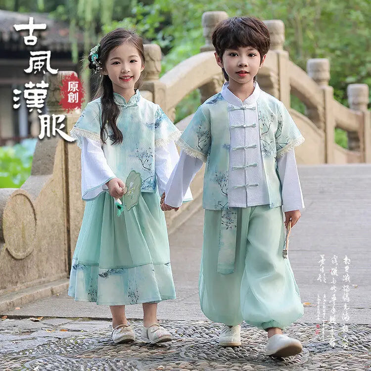 Chinese Hanfu Children Clothing Cosplay Performance Costume Kids Clothes Ethnic Style Children's Sets Girl Suit Two Piece Boy