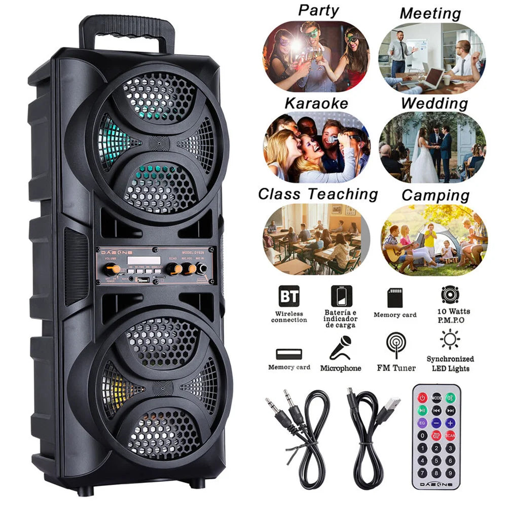 Portable 3000W Bluetooth Speaker Subwoofer Heavy Bass Sound System Party DJ Karaoke Remote & MIC