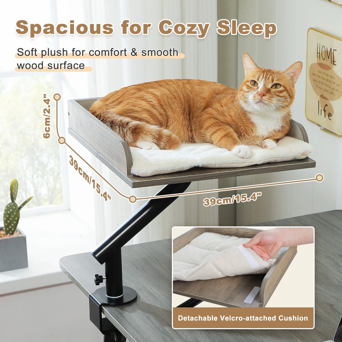 PAWZ Road Adjustable Cat Desk Bed With Plush Hammock