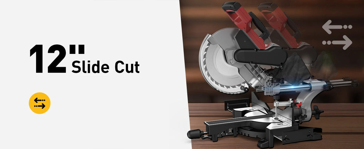10/12 Inch Single/Dual-Bevel Sliding Compound Miter Saw, 5000/3800RPM, 0-45°, 15 Amp, 36T Blade Precision Cutting Power Saw
