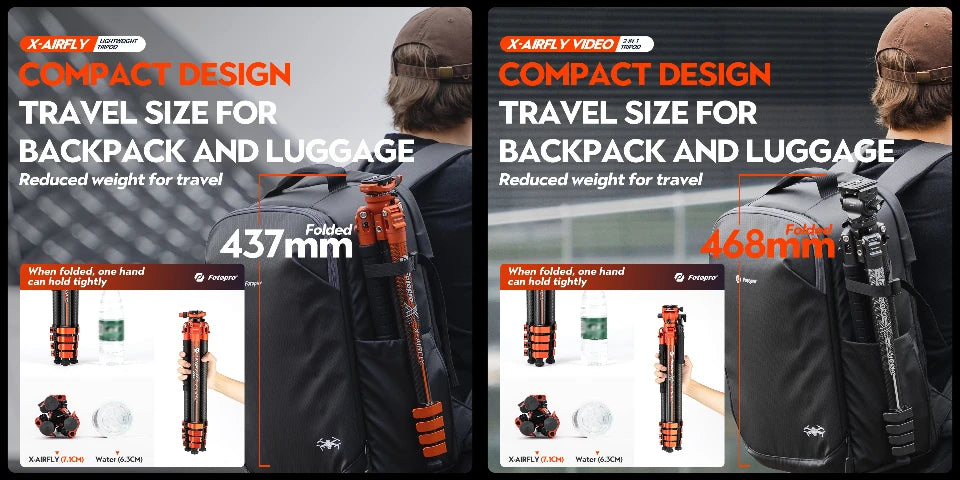 Fotopro X-Airfly Video Carbon Fiber Tripod 164CM Portable Travel Tripod for Camera with  Ball Head Fluid Head  Flip Lock