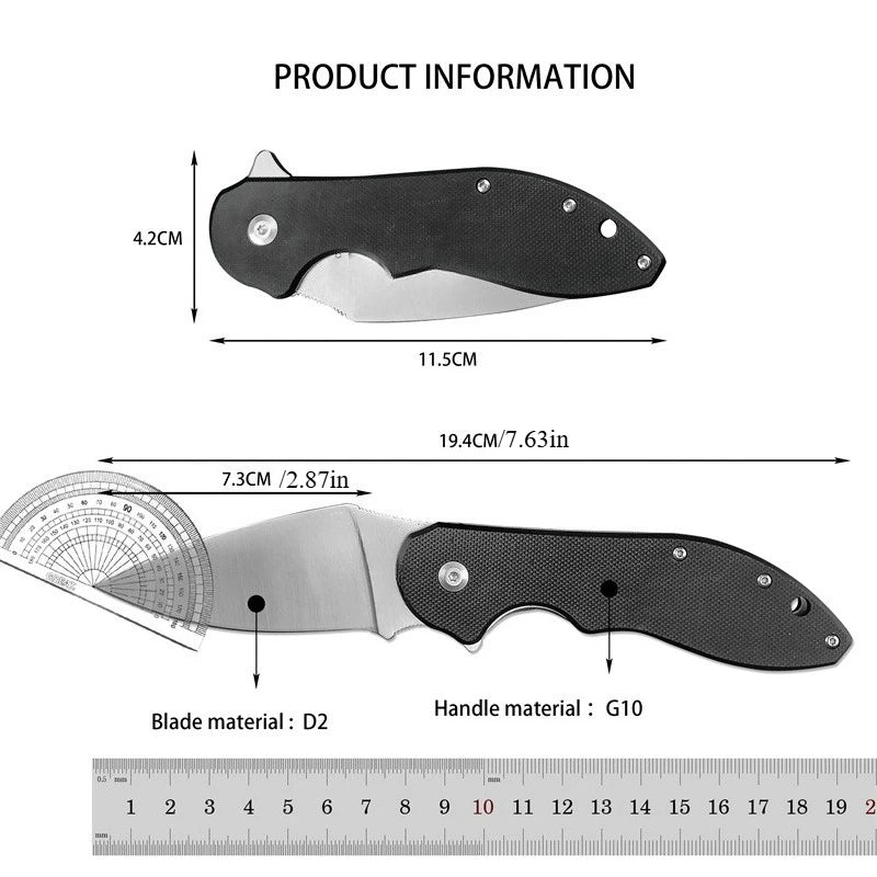 C172 Folding Knife OnLightweight Folding Knife with Fiber Construction, 8" V-Grind Blade & Clip Point Tip - Self-Locking Safety Mechanism, Ergonomic Non-Slip Grip, Compact EDC Pocket Knife for Camping, Fishing, Outdoor Surviv