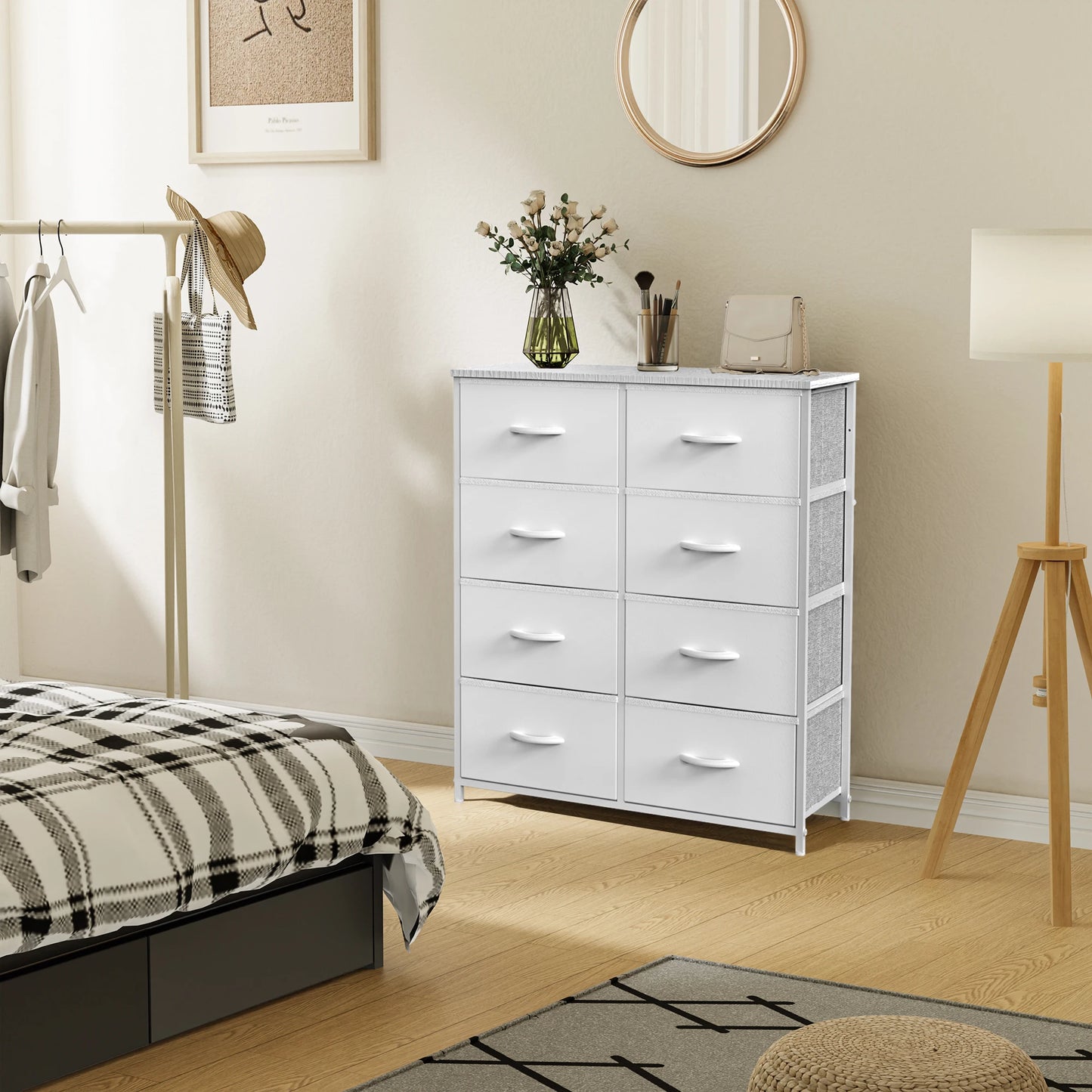 JHK Kids Wardrobe Dresser With 8 Drawers Steel Frame