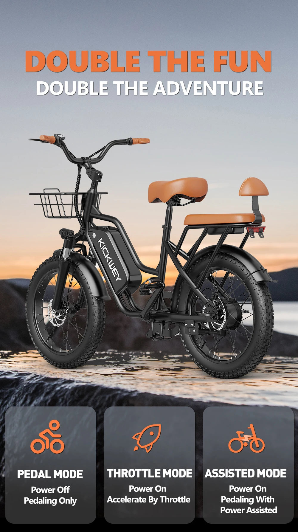 Kickwey LD20 Adult Electric Bike 1500w 32MPH 48V20ah Mountain Electric Bicycle 20 Inch Fat Tire Motorcycle E Bike