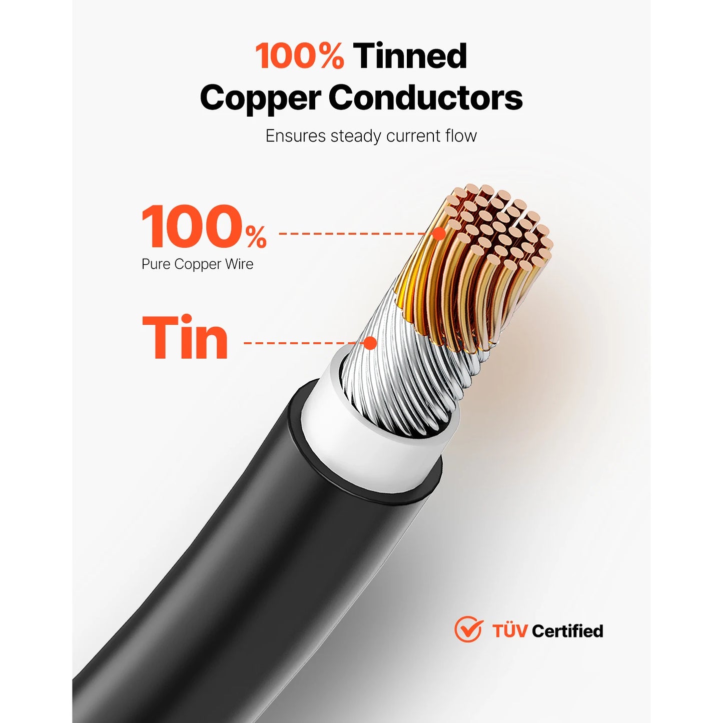 SucceBuy 100FT Solar Panel Extension Cable 10AWG 6mm² IP67 Waterproof Solar Extension Cable for Home Ship and RV Solar Panels