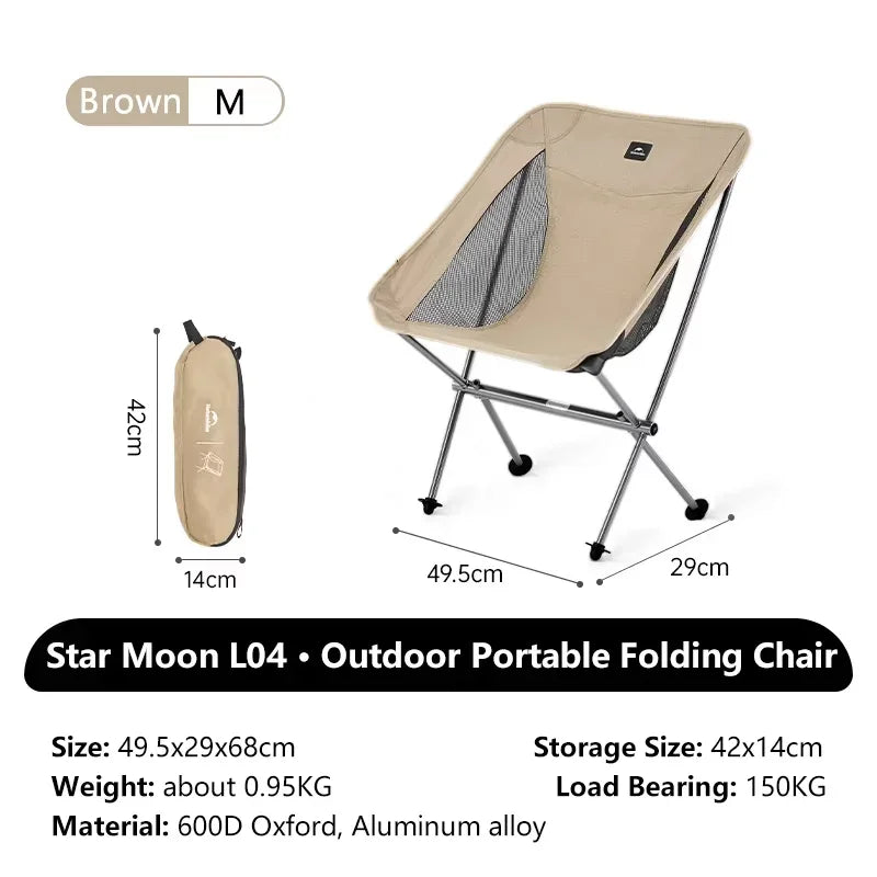 Naturehike Ultralight Folding Chair L04 150kg Load Capacity for Fishing Picnic Outdoor Hiking Moon Chair Portable Relax Chair