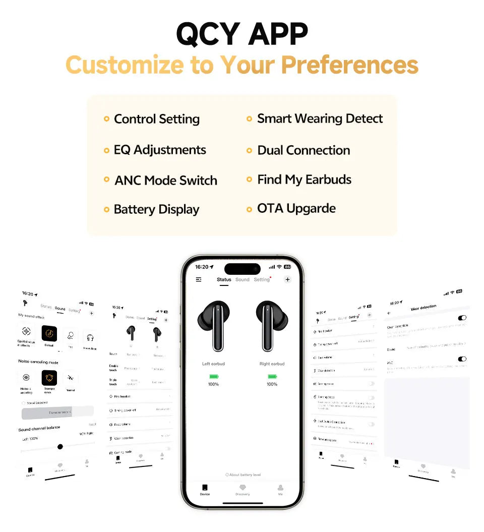QCY MeloBuds Pro ANC Bluetooth 5.3 Earphones Wireless 46dB Hybrid ANC Hi-Res LDAC Earbuds 6 Mic Headphones 34H In-Ear Detection