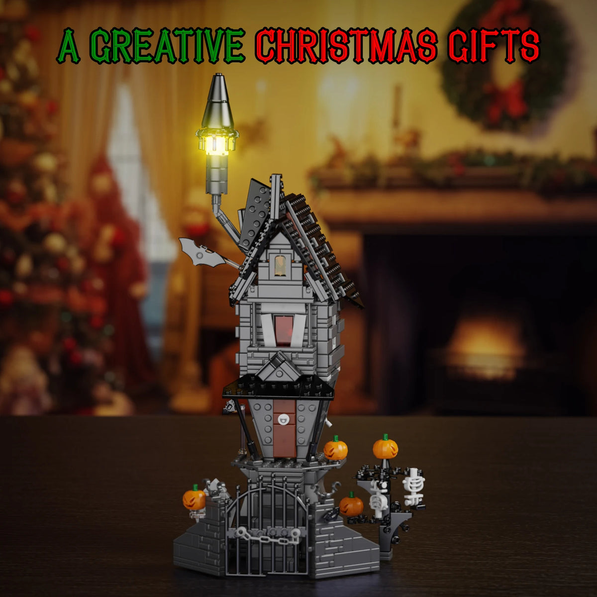 BuildMoc Halloween Nightmare House Building Blocks Set Pumpkin Ghost Skeleton Hut Bricks Toys Children Christmas Birthday Gifts