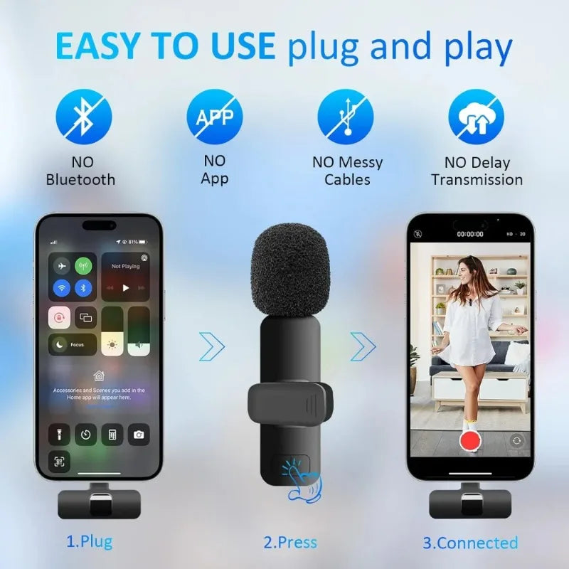 LISM Wireless Lavalier Microphones Two Pack Clip-On For iPhone Android