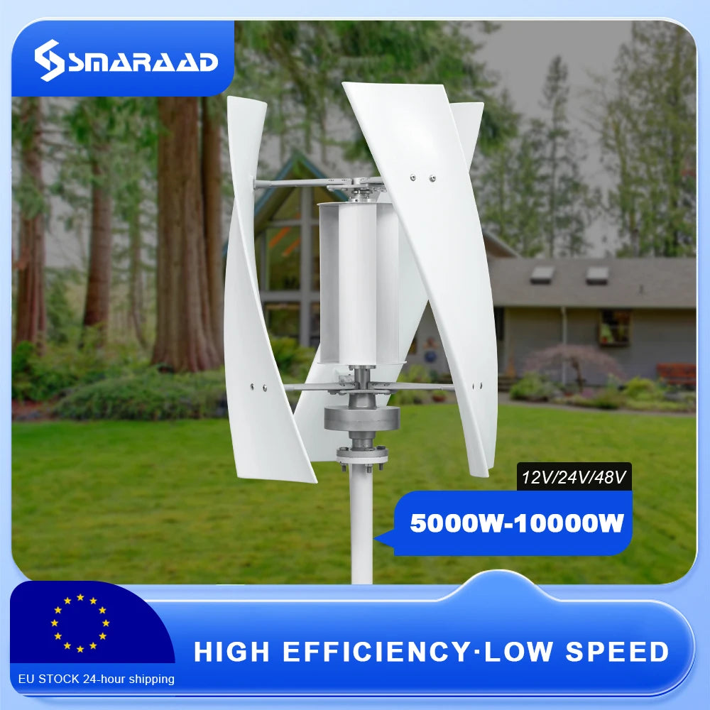 5000W 10000W Vertical Wind Turbine  12V/24V/48V Low Noise Free MPPT Controller Duty-Free Delivery In Poland