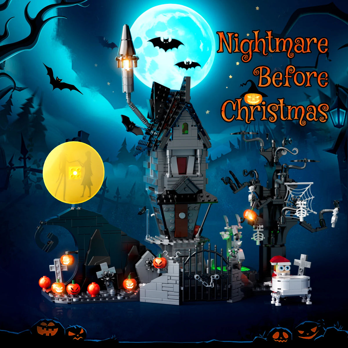 BuildMoc Halloween Nightmare House Building Blocks Set Pumpkin Ghost Skeleton Hut Bricks Toys Children Christmas Birthday Gifts