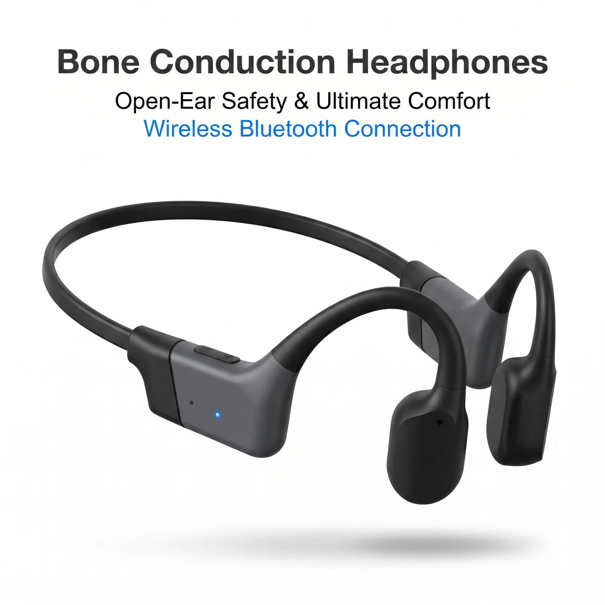 Open-Ear Bone Conduction Bluetooth Earphones Wireless Sports Headset, 20H Long Battery Noise Cancelling Mic, Lightweight Comfort Fit for Running Cycling Gym
