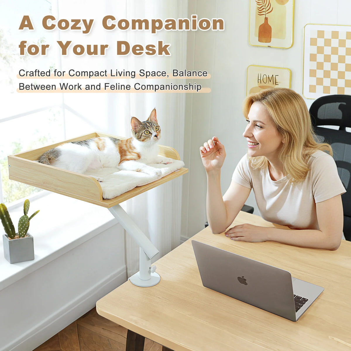 PAWZ Road Adjustable Cat Desk Bed With Plush Hammock