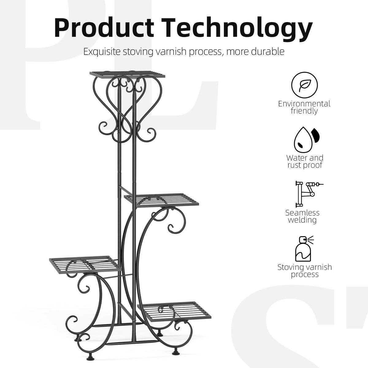 Metal Plant Stand For Indoor Outdoor Garden Display Rack