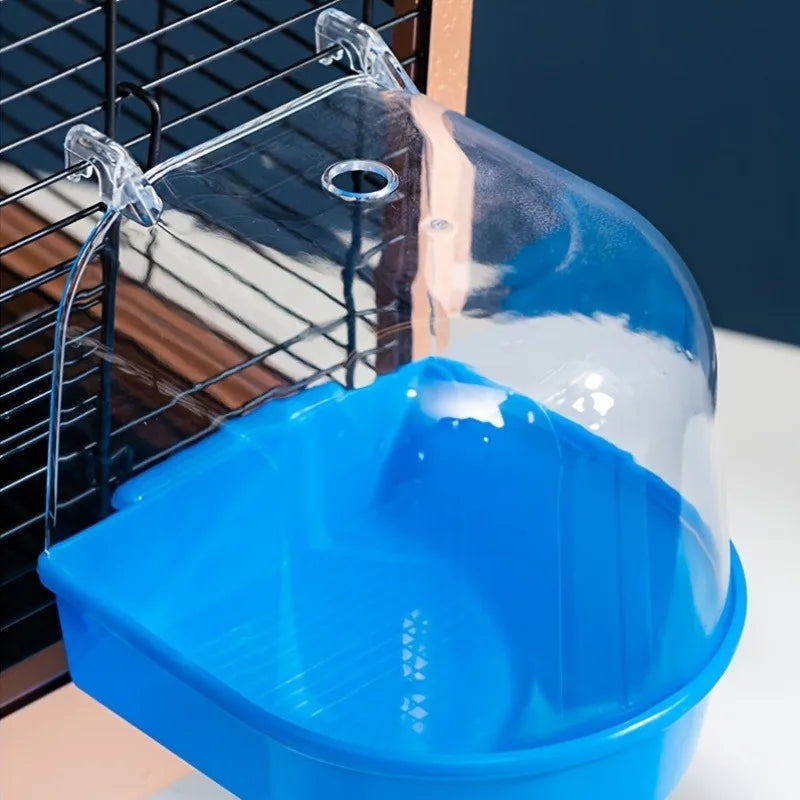 Transparent Bird Bath Tub - Splash-Proof PP Shower for Parrots, Lovebirds & Conures W/ Easy-Grip Handle