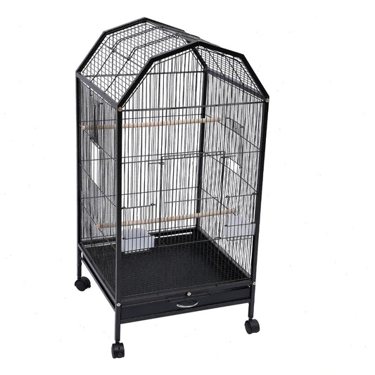 Parrot Cage, Bird Cage, Large Bird Cage with Sturdy Iron Frame, 360 Degree Full View, Anti-Rust & Non-Toxic, Spacious 18.1x18.1x39.9 Inch, for Cockatiel, Lovebird