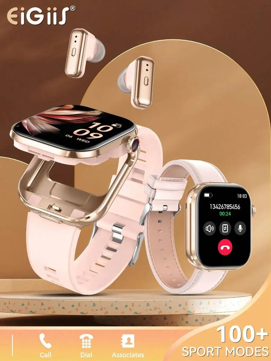 2-In-1 Smartwatch With Built-In Earbuds For Women Men - Remote Camera Control, Music Playback, Weather Check, Stopwatch, Multiple Sports Modes - Ideal Holiday Gift, Sports Watch |       Dual Display Watch, Compatible With IOS