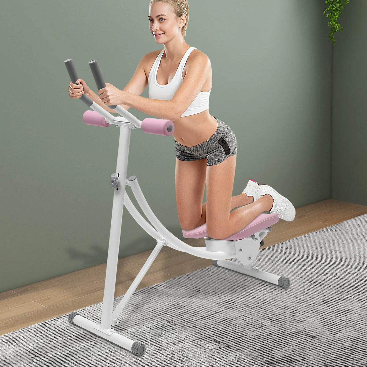 Foldable Ab Machine With LED Display Core Workout Waist Cruncher