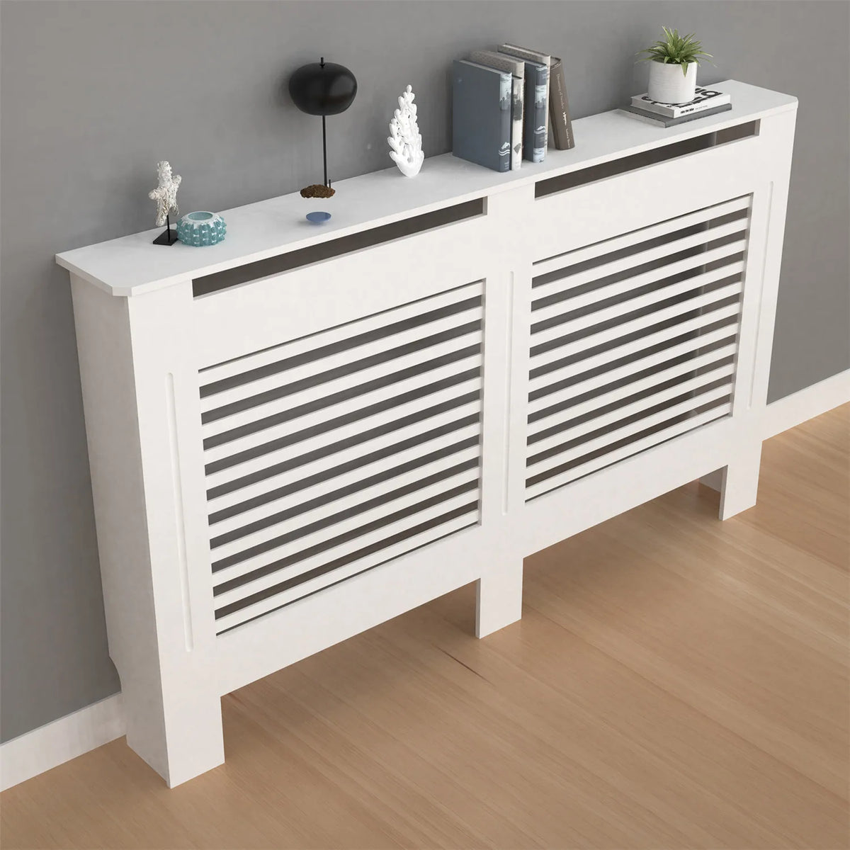 Modern MDF Wood Radiator Cover Cabinet With Ventilated Grill Shelf