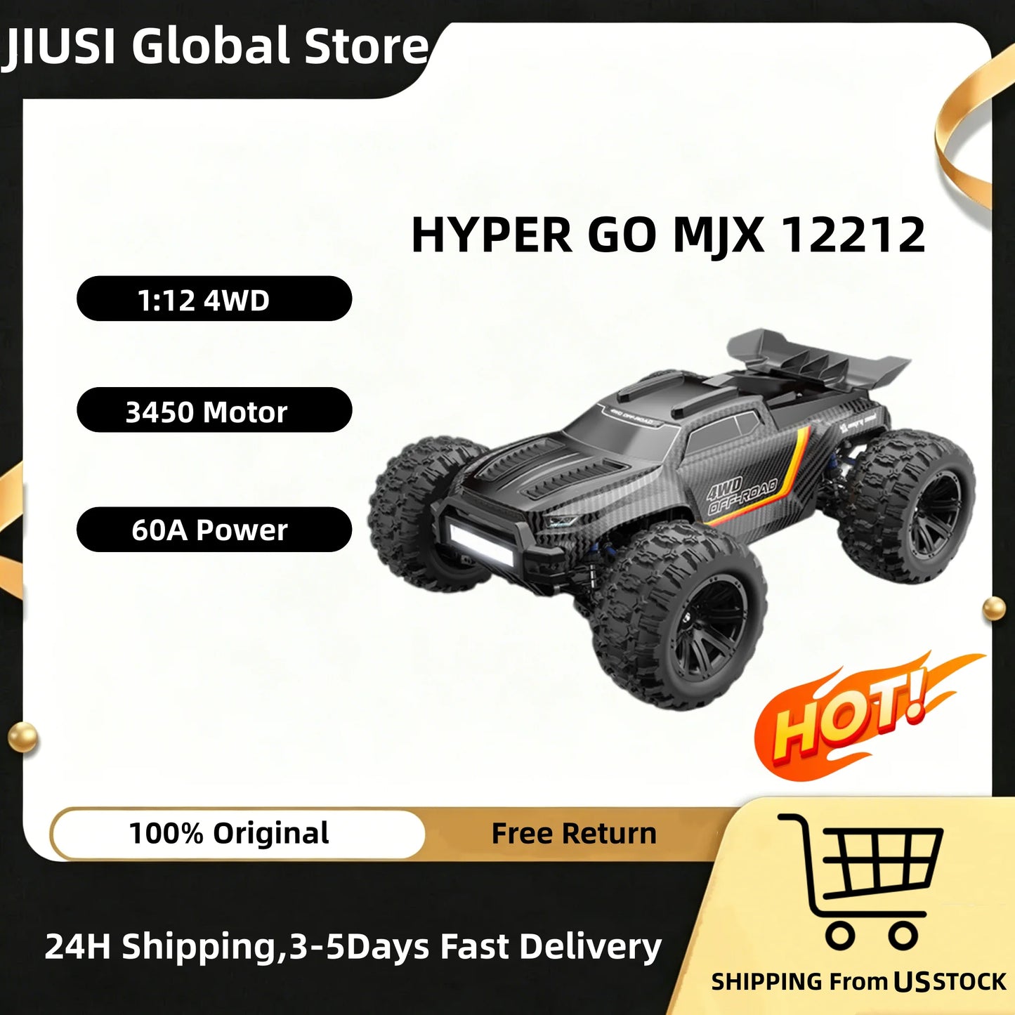 Rc Car 4x4 Rc Toys Rc Offroad 58 KM/H Truck RC 4WD Electric 3S High-Speed Brushless Control Car For Adult Shipping From US HYPER GO MJX 12212 1:12