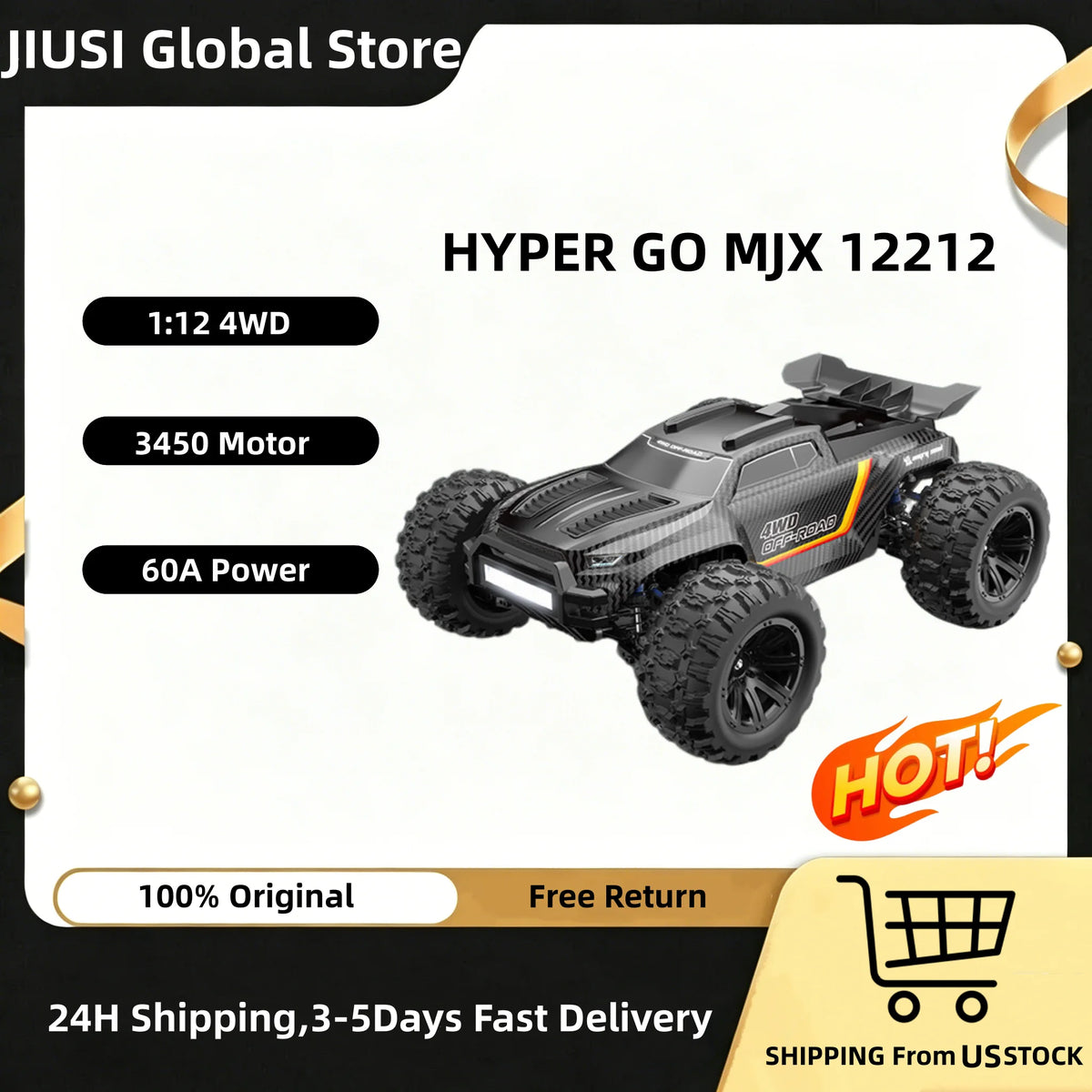 Rc Car 4x4 Rc Toys Rc Offroad 58 KM/H Truck RC 4WD Electric 3S High-Speed Brushless Control Car For Adult Shipping From US HYPER GO MJX 12212 1:12