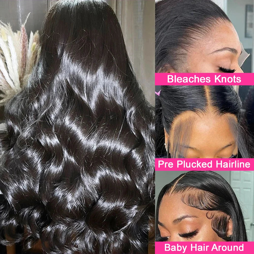 36in 5x5 HD Lace Closure Wigs 250% Body Wave Wigs Human Hair Remy Brazilian 13x6 Transparent Lace Frontal Wig Hair 100%