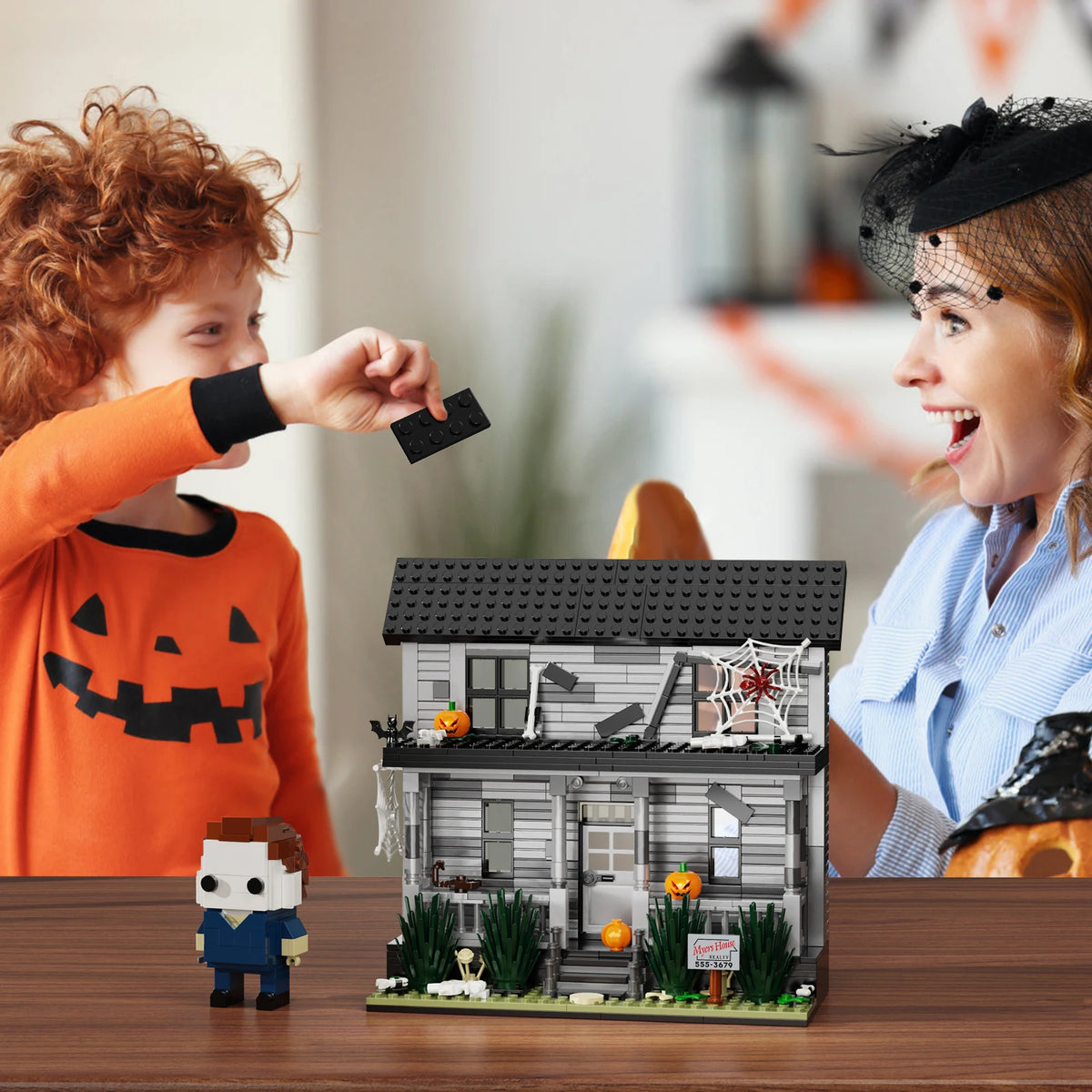 BuildMoc Halloween Nightmare House Building Blocks Set Pumpkin Ghost Skeleton Hut Bricks Toys Children Christmas Birthday Gifts