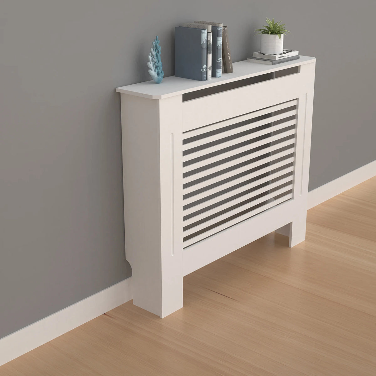 Modern MDF Wood Radiator Cover Cabinet With Ventilated Grill Shelf