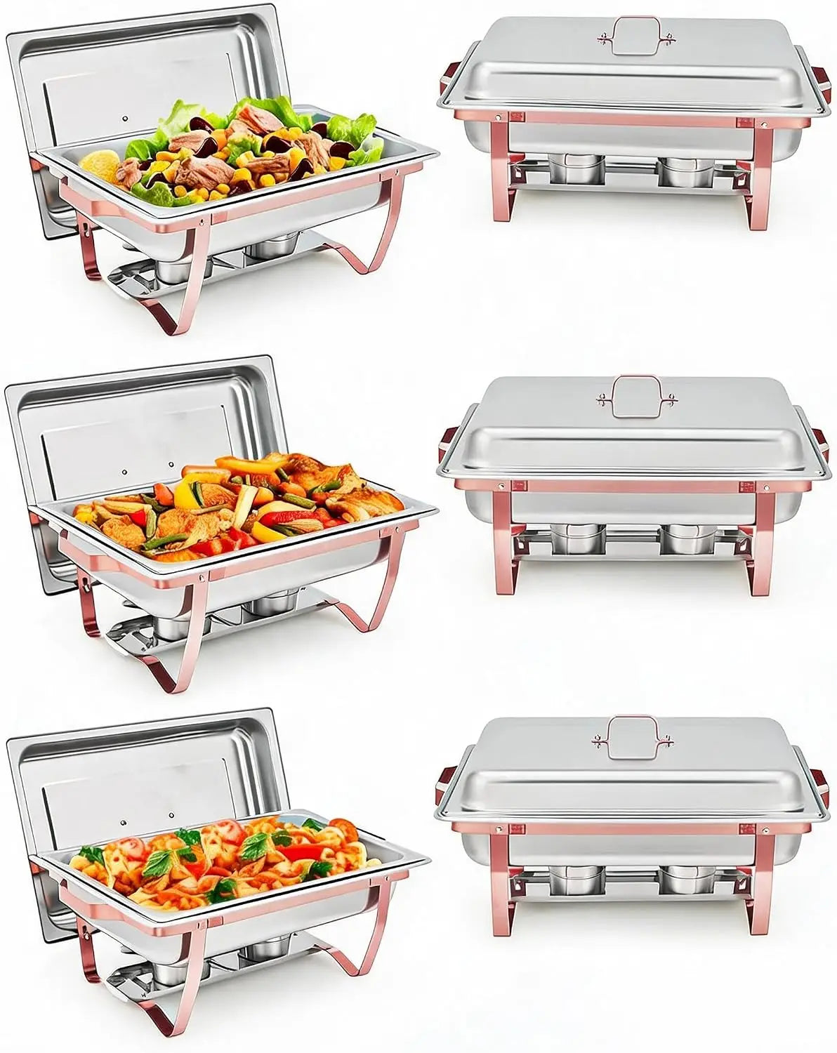 Tacleekii 2 4 6 Pack Chafing Dishes Buffet Set 8QT Rectangle Catering Food Warmers Complete Set Stainless Steel Buffet Servers and Warmers with Lid Complete Set for Parties Banquets Weddings