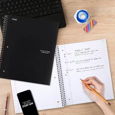 Black Notebook 8"x10.5" for School, Office and Note Taking