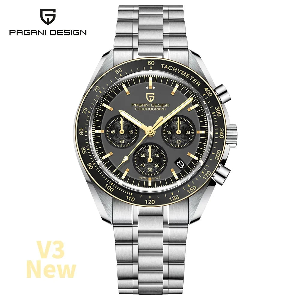 PAGANI DESIGN 1701 Moon Men's Watches Luxury Chronograph Quartz Watch For Men AR Sapphire Glass 100M Waterproof Wristwatch 2026