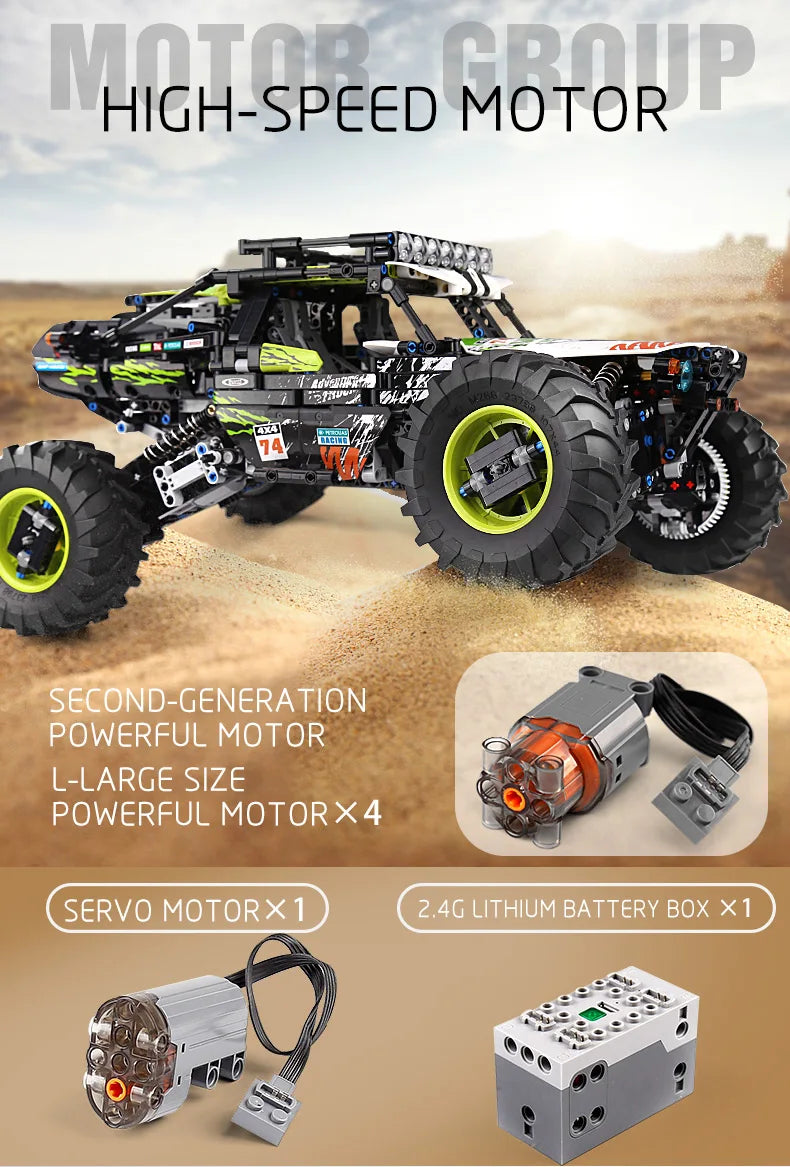 Mould King 18002 Technical Car Toys The MOC-19517 4WD RC Buggy Building Block Assembly Car Model Brick Set Kids Christmas Gift