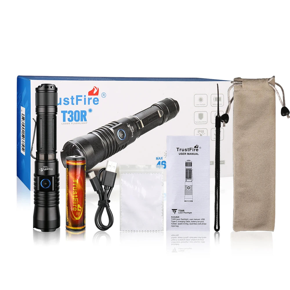 Trustfire T30R 1100M Tactical Flashlight 460Lumen La-ser High Power Led USB Flashlight 18650 Rechargeable Self Defense Torch