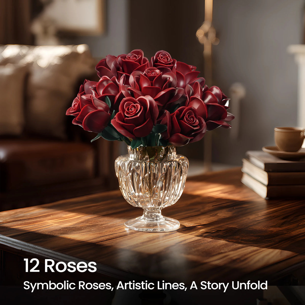 Roses Bouquet Building Blocks Set Artificial Flowers Home Decor Wedding Floral Bricks Toys Christmas Valentines Gift for Adults