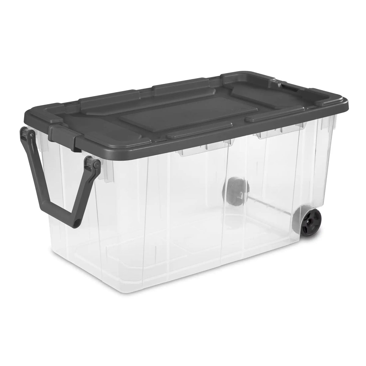 Sterilite Extra Large Storage Bin, 40 Gallon Wheeled Plastic Storage Container with Handle, Black, Pack of 2, Industrial