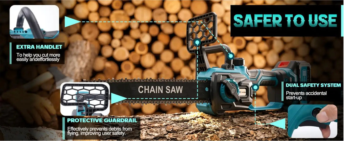 XYSD 12 in Electric Chainsaw Cordless, 21v ,2x3000mah Battery Handheld Chainsaw for Tree Trimming Electric Tree Trimmer Saw