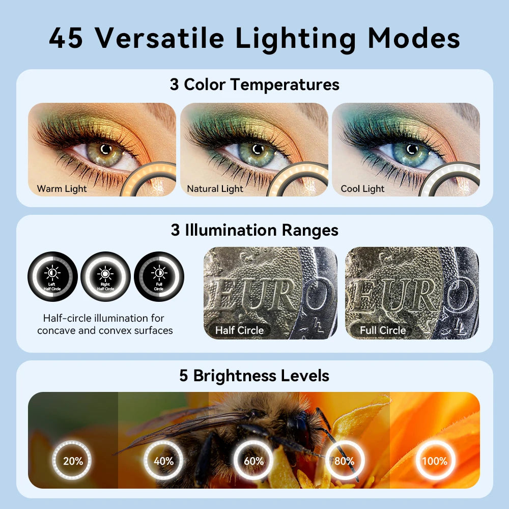 APEXEL 10-20X Zoom Macro Lens With LED Fill Light HD Micro Phone Camera Lenses Support Eye Macro Photography for iPhone Samsung Xiaomi Huawei Oppoand All Smartphones
