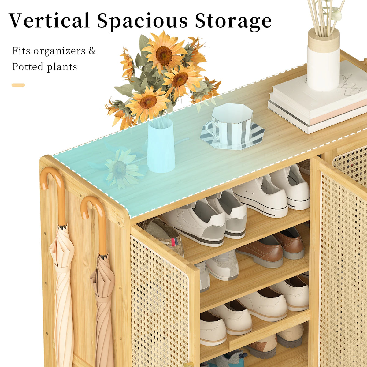 Wisfor Bamboo Shoe Rack Organizer 6 Tier Shelves Entryway Storage