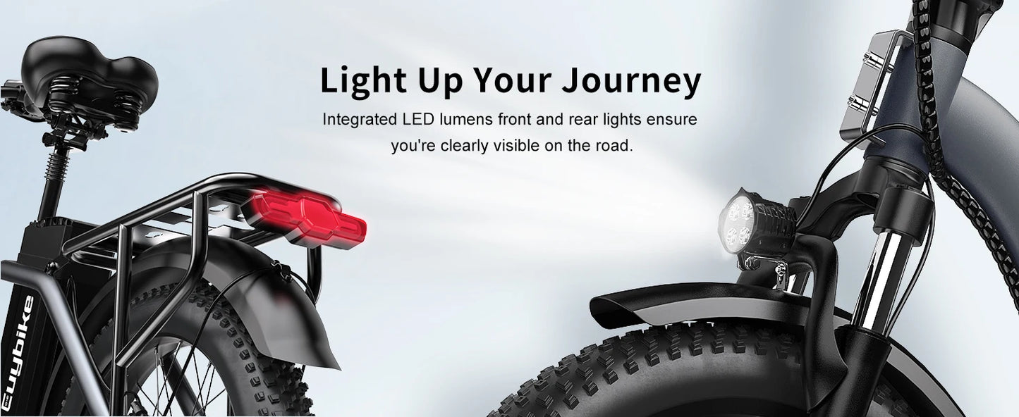Cybervelo 1000W Electric Bike for Adults 48V 20.8Ah Large Removable Battery Foldable 20 Inch Fat Tire Urban Commuting Mars700
