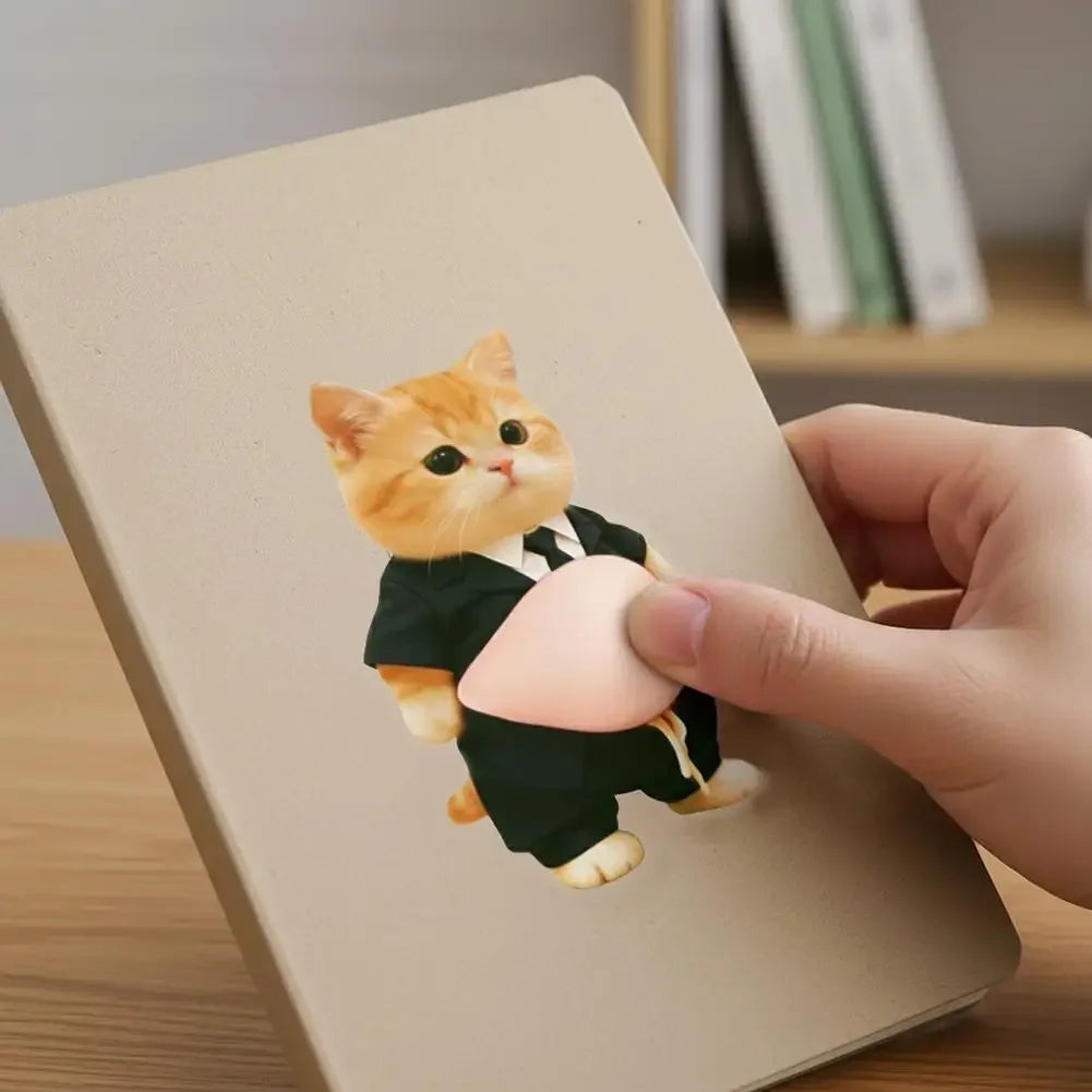 3D Kawaii Cat Belly Sticker Cute Kitten Silicone Self-Adhesive with Orange Outfit Pink Background for Phone Decor