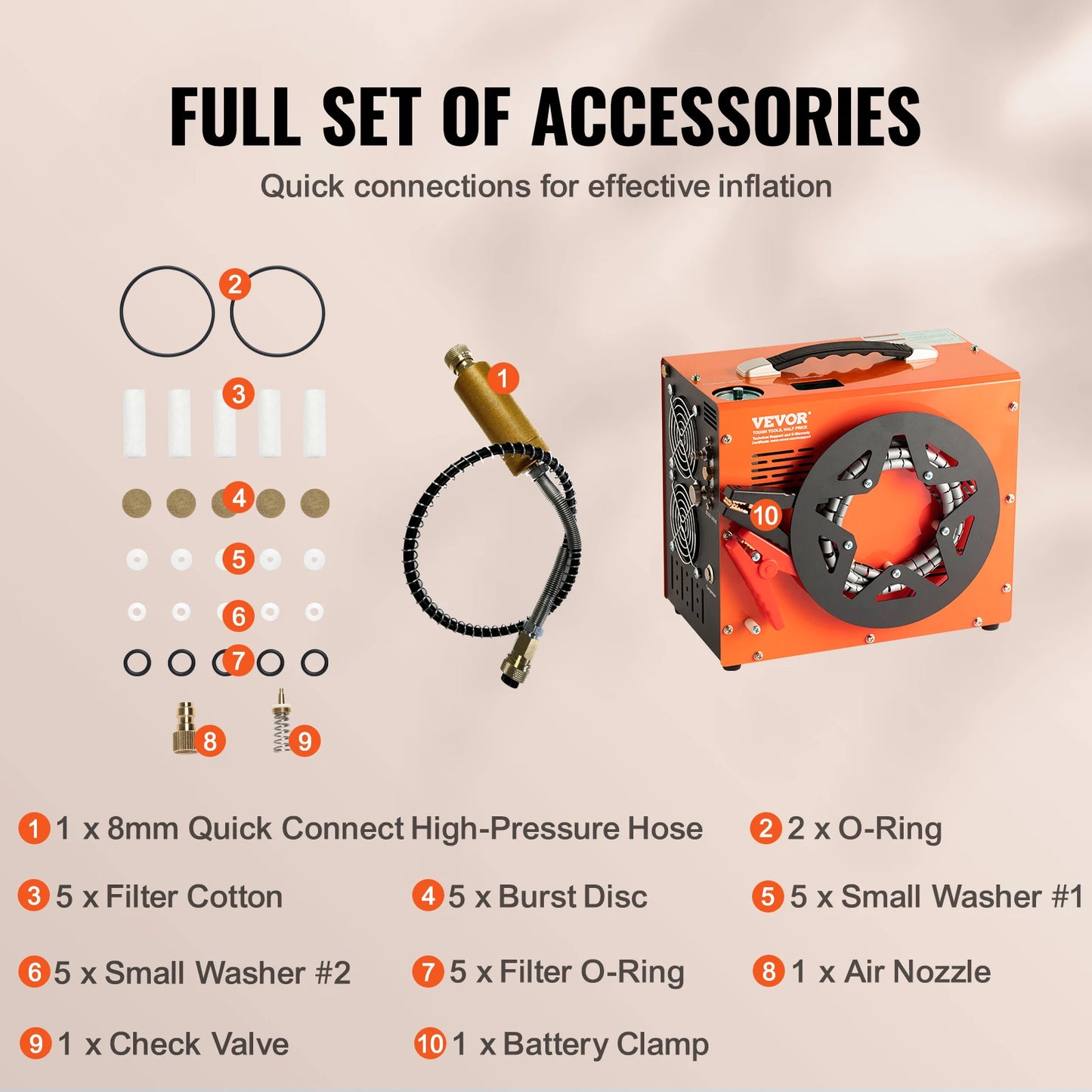 SucceBuy PCP Air Compressor, 4500PSI/30Mpa Portable PCP Airgun Compressor with Built-in Power Converter