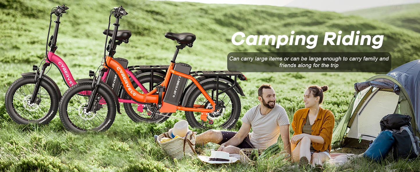 Cybervelo 1000W Electric Bike for Adults 48V 20.8Ah Large Removable Battery Foldable 20 Inch Fat Tire Urban Commuting Mars700