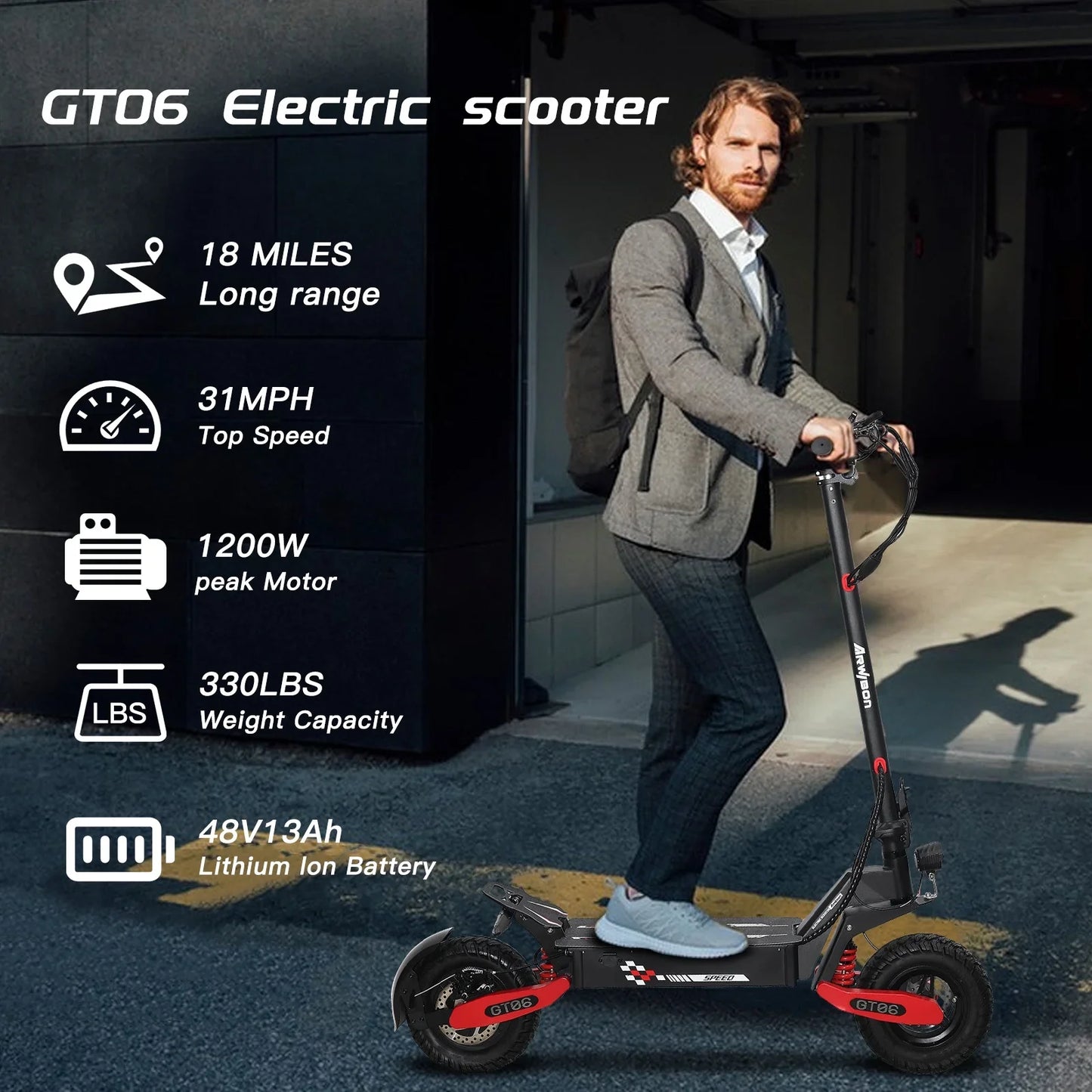 Electric Scooter for Adult, 1200W Motor, Folding E-Scooter Up to 40Mph & 30 Miles Range, 11" Off Road Tire Scooter with Dual Sus