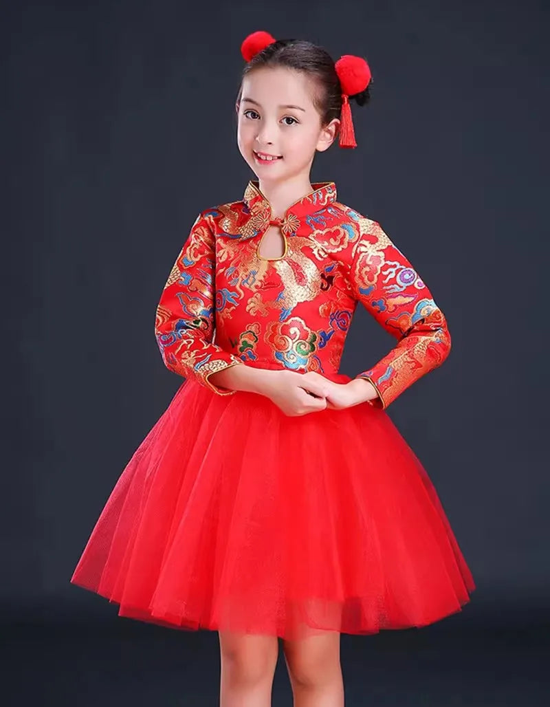 Kids Dresses for Girls Clothes Chinese New Year Dress Baby Princess Hanfu Party Cosplay Performance Costumes Children Clothing