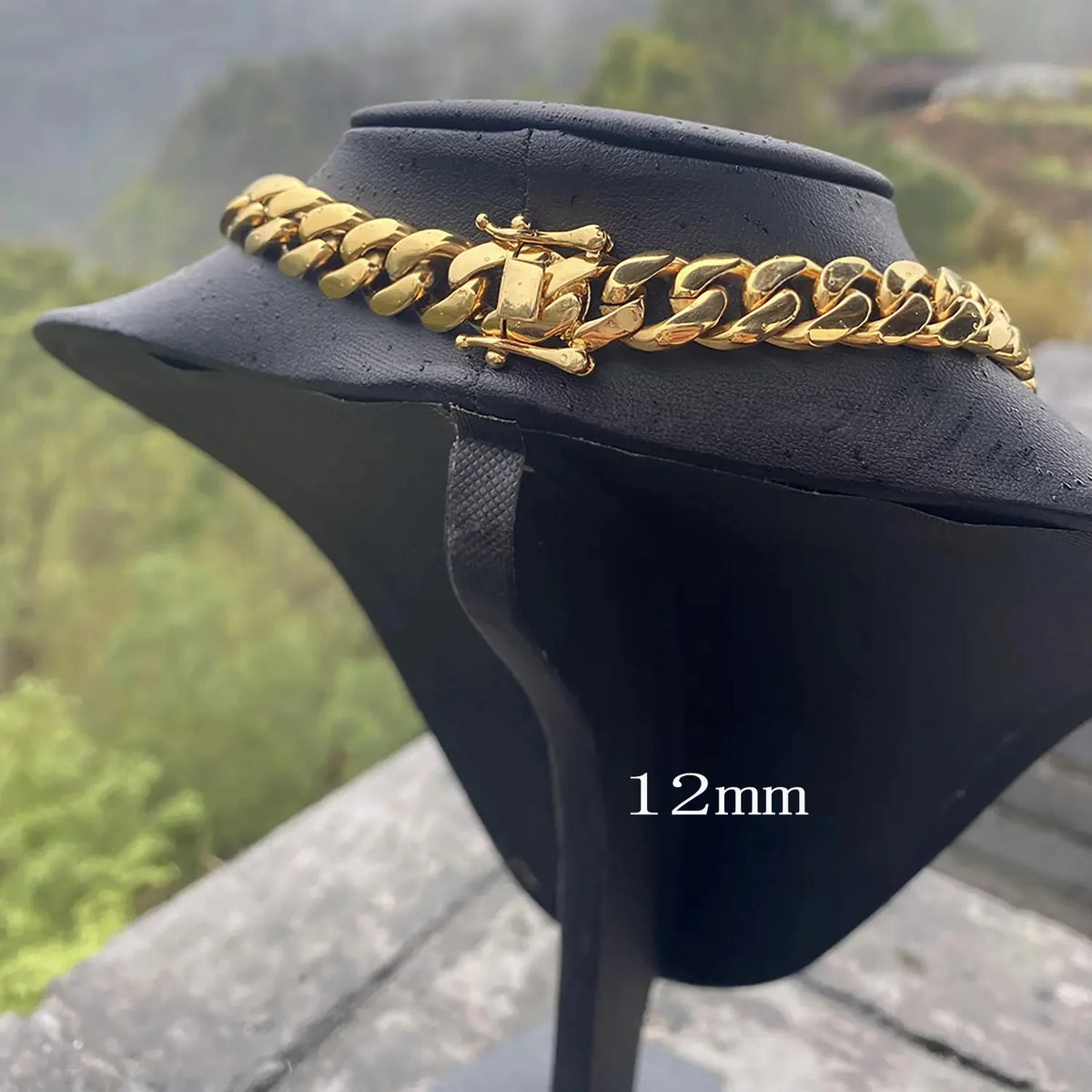 12mm Hip Hop Bling Gold Color Stainless Steel Dense Cuban Miami Link Chain Necklaces for Men Rapper Jewelry Drop Shipping