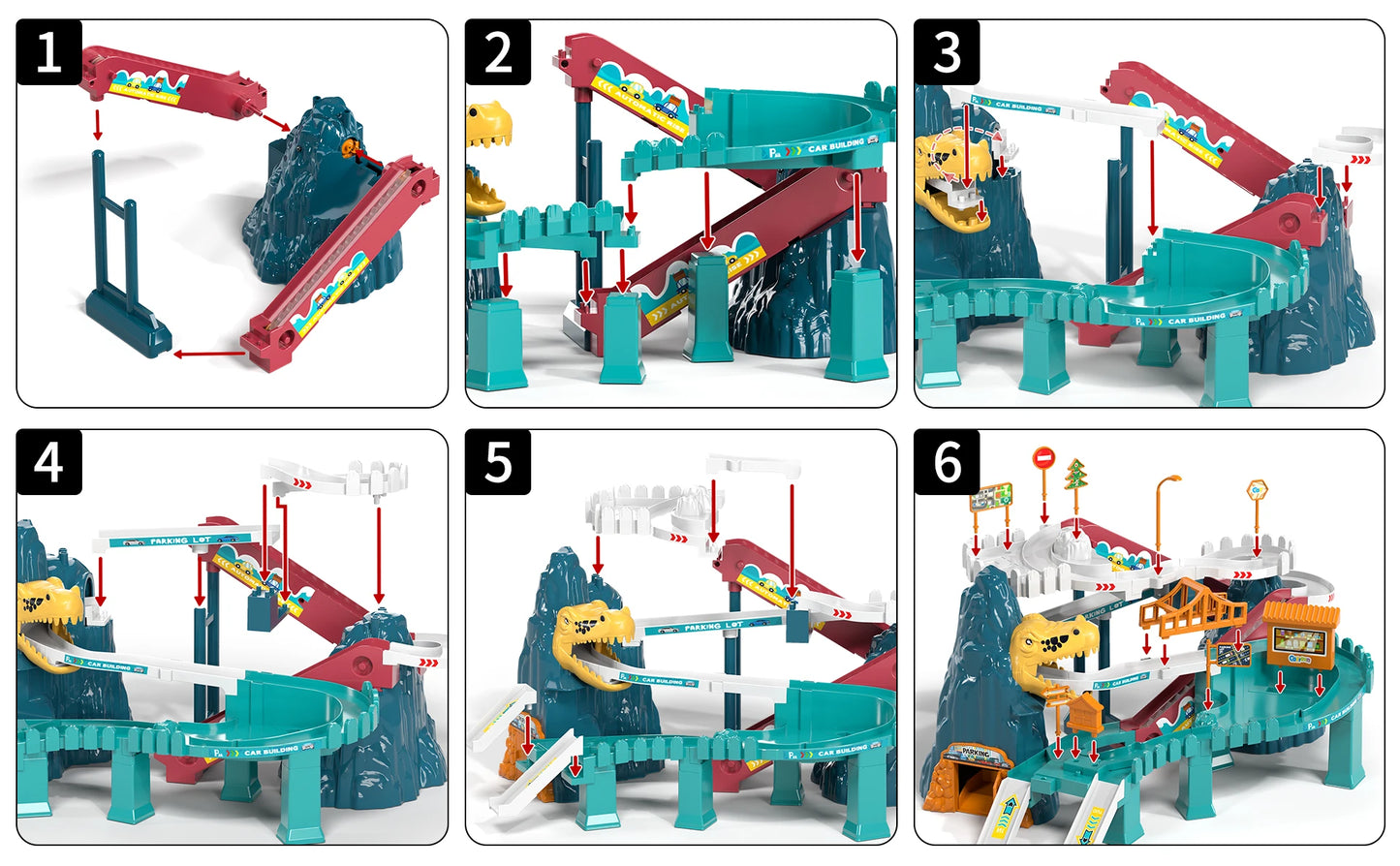 Boys Dinosaur Race Track Playset - Dinosaur Rolling Hill Car Track Cars Ramp Track Toys Toys Mountain Track, Mini Cars For Kids