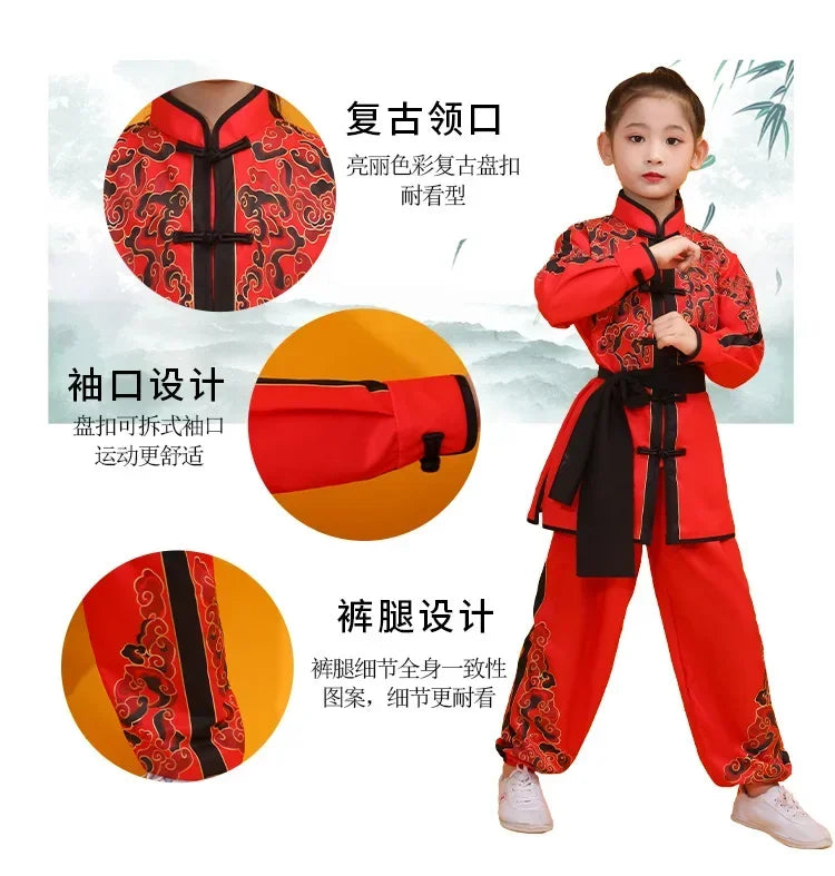 Chinese Kung Fu Uniform Children Wushu Sets Baby Martial Arts Costumes Girl Suit Perform Outfit Kids Clothes Boy Tai Chi Set